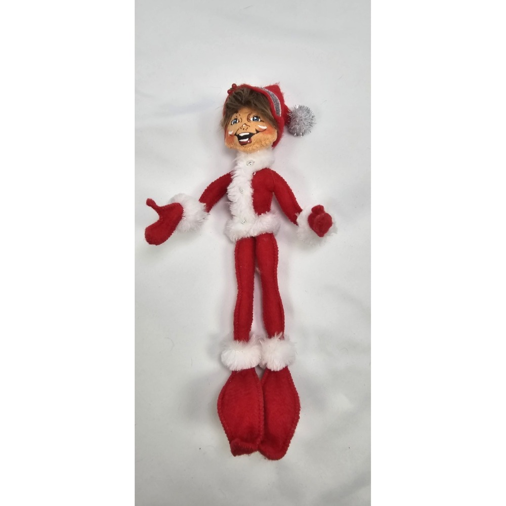 Annalee Christmas Elf Doll Red Santa Outfit Poseable Holiday Decoration 9"